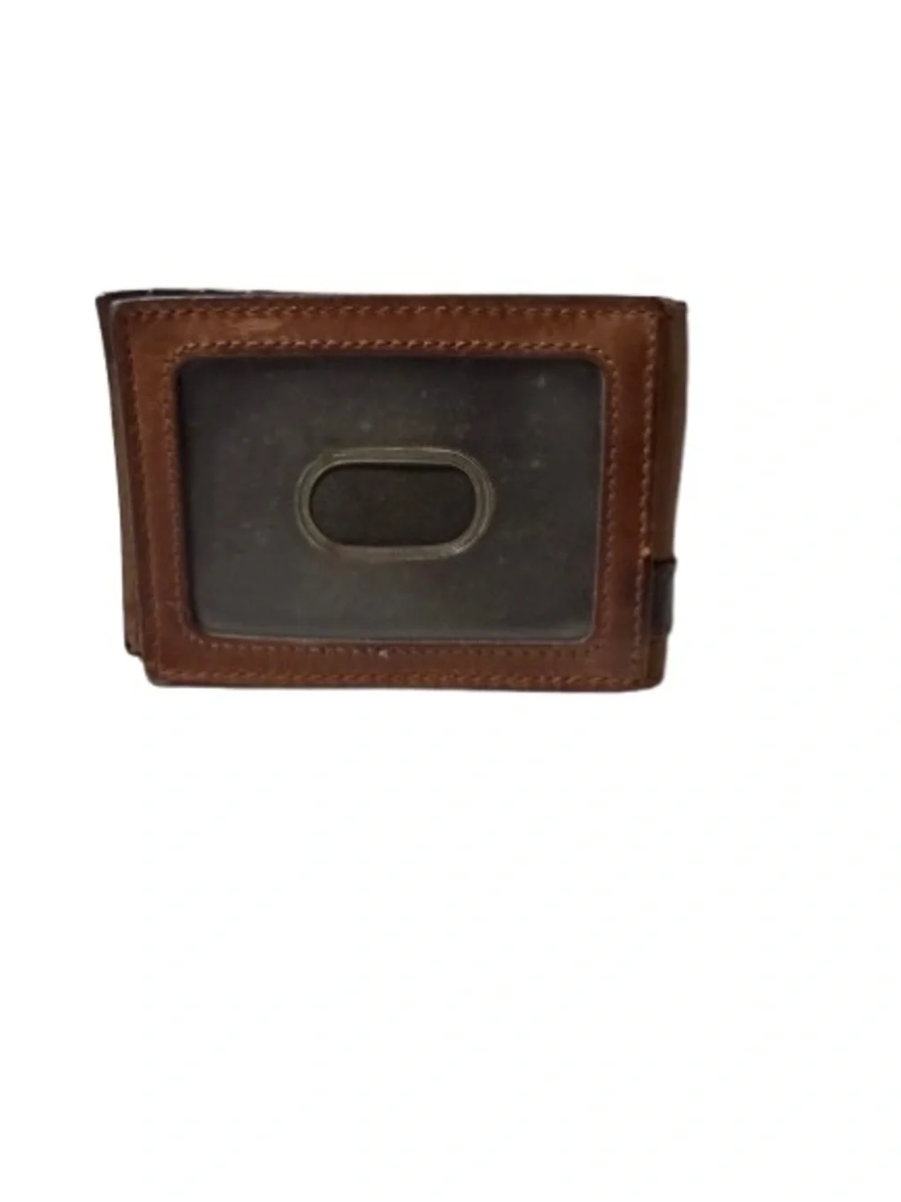 Fossil Brown Leather Bifold Wallet with Money Clip & ID Window